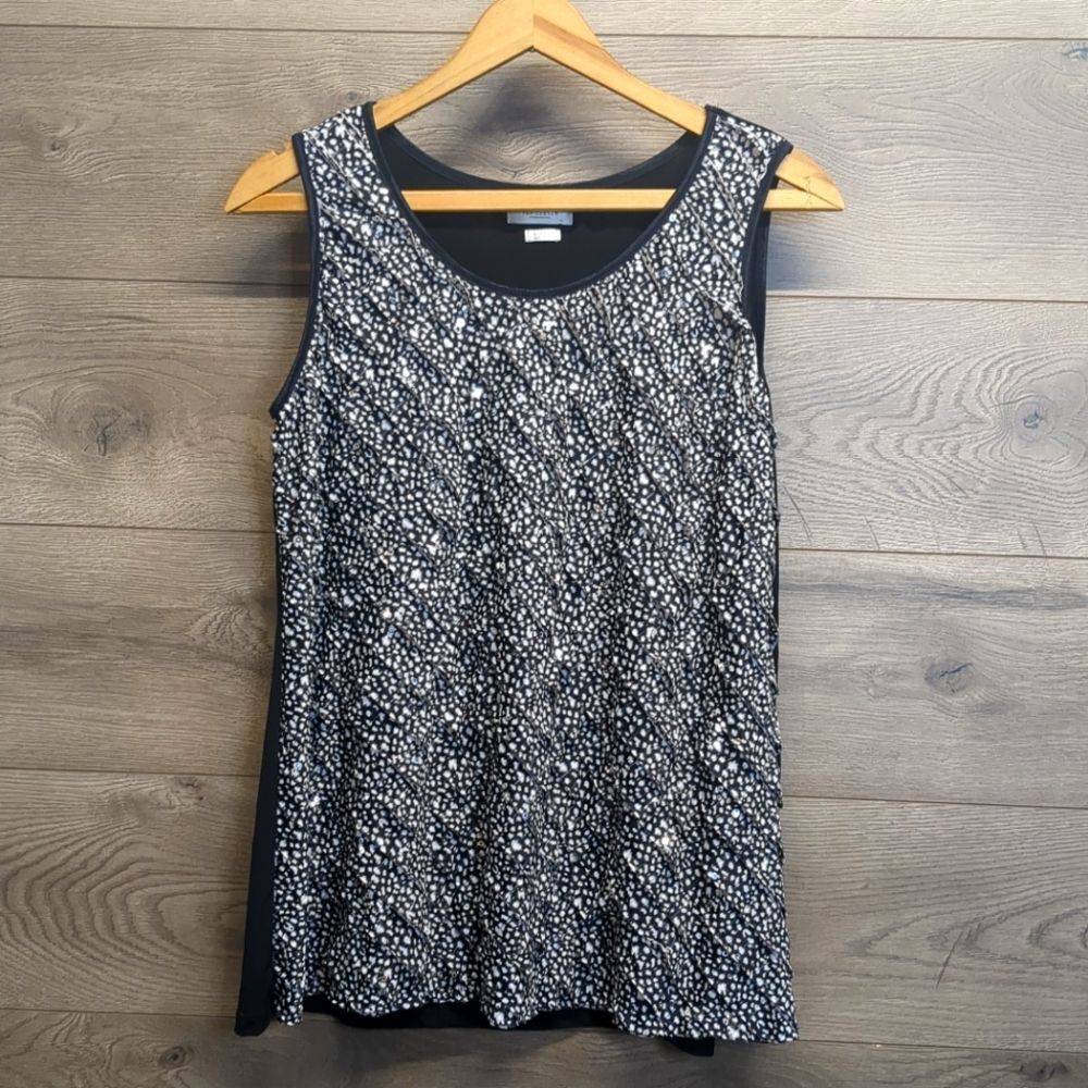 Van Heusen Ruffled Sequin Sleeveless Blouse Women's Size XL